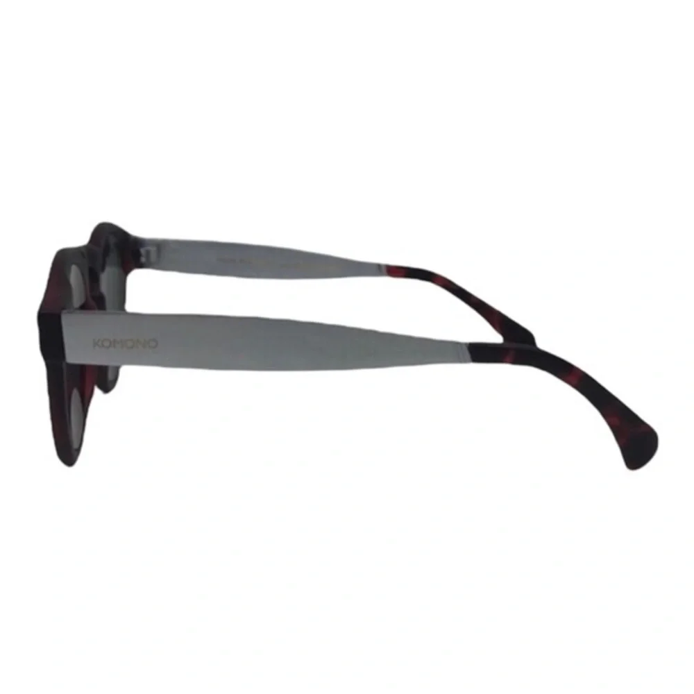 KOMONO Sunglasses Clement Metal Tortoise Silver Red Black Round NEW